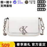 Calvin KleinCK女包休闲时尚通勤字母链条单肩斜挎马鞍包七夕情人节礼物 DH3240-YAF-牛乳白色  月光白-391