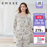嫚熙（EMXEE）孕妇睡衣产后哺乳春秋季款月子服棉质家居服套装 晨曦庄园-两件套(不带哺乳口) L【适合115-135斤】