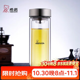 希诺双层抗菌玻璃杯办公车载水杯男高档泡茶杯子节日礼物XN-9607K