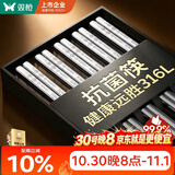 双枪抗菌不锈钢筷子家用高档抗菌防霉家庭可进洗碗机轻奢高级感防滑