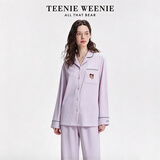 Teenie Weenie小熊纯棉刺绣睡衣女士2026秋季新款开衫可外穿情侣长袖家居服女款