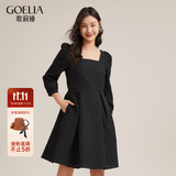 歌莉娅   可拆卸蝴蝶结提花连衣裙  117R4K03A 00B黑色 XS