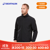 迪卡侬（DECATHLON）男士夹克软壳男士夹克男加绒软壳衣男抓绒保暖防风防泼水MT100 黑色 L