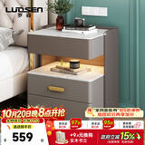 罗森（LUOSEN）岩板床头柜简约卧室三层床头置物架收纳柜 深浅灰
