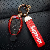 迪加伦 适用 碳纤维奔驰钥匙壳 奔驰GLK cla GLC cla AMG S级钥匙套扣 改装男女 红魔碳纤维+红色sup钥匙扣绳 AMG奔驰gle/g级/gls/gla/E级专用