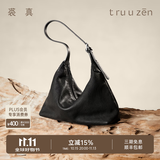 裘真（qiuzhen）【明星推荐】 经典hobo包植鞣牛皮腋下通勤休闲饺子女包 黑色-小号 预售4天 小包/大包