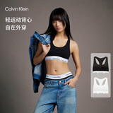 Calvin Klein内衣【甄选礼盒】【摩登引力带】ck无钢圈轻运动棉质工字背心文胸 001-太空黑 M 推荐75B-85A