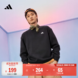 adidas情侣款加绒休闲运动长袖卫衣套头衫单穿上衣男女秋阿迪达斯   黑色/白   L