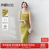 尚都比拉法式高级感连衣裙女秋季赫本风长款气质A字裙抽褶收腰显瘦背带裙