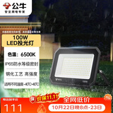 公牛（BULL）LED投光灯户外庭院工厂园林灯露营灯 IP65防水等级100W-6500K白光