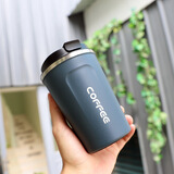 卡西菲kaxifei（KAXIFEI）韩版保温杯不锈钢咖啡杯便携迷你男学生水杯简约女士小保温瓶ins 磨砂蓝【小号】380毫升  +杯刷