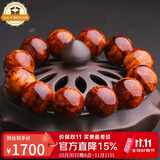 妍韵珠宝半沉水级20mm黄花梨手串正品虎斑纹把件佛珠念珠男女手链重约50克