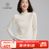 帕什羊绒衫女半高领100山羊绒秋冬厚款针织毛衣女PS-06 本白 XL (120-135斤)