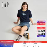 盖璞Gap男女装2026秋季新款纯棉logo字母宽松短袖T恤百搭上衣 海军蓝 866079 M (170/92A)亚洲尺码