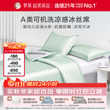 罗莱家纺 A类可水洗冰丝席两件套凉感席子 绑带条席款 绿 120*200