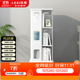 乐系（LEXI）360度旋转书架可移动书架带轮实木多层简易书柜落地书架 【橡胶木】四层方形-白色43*43*109CMH