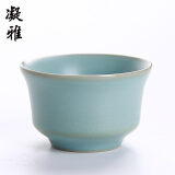 凝雅轻奢汝窑茶杯开片可养品茗杯汝瓷单杯主人杯功夫茶具家用办公茶盏 凝雅开片竹节杯（约55ml）