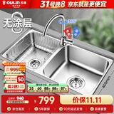 欧琳（OULIN）厨房水槽0涂层SUS304不锈钢洗菜盆洗碗池大双槽洗菜池左右可选