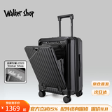 Walker Shop品牌行李箱【2026新款】多功能登机箱大容量拉杆箱可扩容旅行箱男 玄黑色升级款【前开盖+双层防爆拉链+双充电口】 20英寸 【登机箱】
