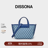 DISSONA迪桑娜折耳包女包幸运锦囊老花单肩包手提包托特包【礼物】 蓝色 - 小号