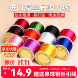 倾欣透明水晶diy穿珠手链扁丝弹力线耐磨手串文玩串珠线皮筋松紧绳 升级款（白色约50米）
