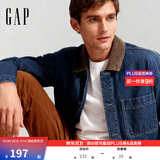 盖璞（GAP）男装春款纯棉工装拼接翻领多口袋夹克外套美版823703 深色水洗 XS 美码 S亚洲码175/88A