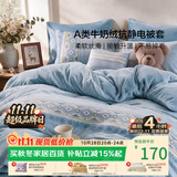 百丽丝水星家纺出品被套被罩牛奶绒A类保暖绒被套单件双人被套220x240cm