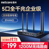磊科（netcore）B6全千兆无线路由器企业级 wifi5G双频 1200M多WAN口 家用商用高速5天线路由