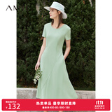 AMII女装2026法式复古a字连衣裙女夏季新款赫本风显瘦圆领 薄荷绿 （建议拍大一码） L 165/88A