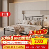天坛家具铁艺床公主床婚床北欧环保现代简约复古双人钢木床铁架床 【黑色】高低架可调节铁艺床 1.8*2.0m