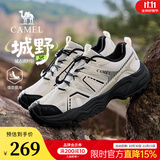骆驼（CAMEL）老爹鞋男女鞋2026夏季新款网面透气运动鞋情侣休闲徒步鞋会员 G16S852004 米白/黑 男 42