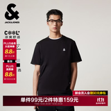 杰克·琼斯（JACK&JONES）26年男装新款【凉感】短袖T恤男士简约纯色透气打底耐洗半袖 E43纯黑色 常规 M （175）