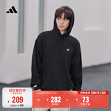 adidas加厚毛圈布连帽卫衣套头衫单穿上衣男女秋冬阿迪达斯轻运动   黑色   M