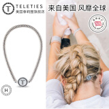 TELETIES美国进口电话线发箍发圈头饰发绳女H时尚运动头绳电话绳成人头箍 白金色