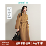茵曼（INMAN）绵羊毛双面呢大衣女2026冬新款小香风小个子洋气保暖中长外套上衣 经典卡其 S