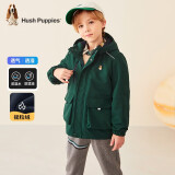 暇步士（Hush Puppies）童装儿童厚风衣冬季新款男女大童纯色摇粒绒外套时尚厚风衣 丛林绿 130 cm