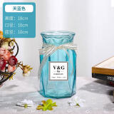 神瓶八玻玻璃花瓶摆件家用玻璃瓶客厅透明创意插花瓶家居欧式小清新水培瓶 18枫叶折纸天蓝色