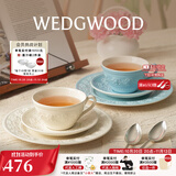 Wedgwood欢愉假日咖啡杯碟陶瓷茶杯碟高颜值杯碟情侣杯 欢愉假日蓝白2杯2碟