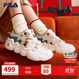 斐乐帕尼尼丨FILA厚底增高复古篮球鞋女鞋休闲鞋撞色面包老爹鞋休闲鞋 雪白/百合白-SL【女款】 38