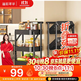 溢彩年华免安装移动书架小推车厨房置物架零食收纳架卫生间储物架子黑1860