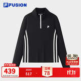 FILA FUSION潮牌卫衣女士针织长袖衫时尚修身半拉链长T精致肌理感 正黑色-BK XL XL 175/92A