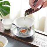 华光陶瓷 盖碗茶杯 功夫茶具套装家用陶瓷茶杯   国彩天姿盖碗 2头礼盒装1只