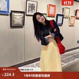 茵曼（INMAN）复古短款牛仔外套2026年秋季长袖上衣 深牛仔蓝 S