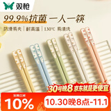 双枪分色抗菌合金筷家用分餐防滑筷防霉耐高温一人一筷高颜值5双