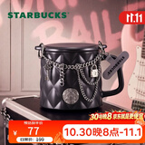 星巴克（Starbucks）朋克芭蕾系列菱格马克杯配金属链装饰杯盖420ml陶瓷杯节日礼物