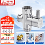 潜水艇（Submarine）F306三通分水器一进二出角阀活接分流器4分接口主体铜镀铬带开关