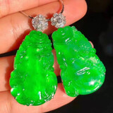 玉施天然A货缅甸翡翠吊坠冰种观音玉石佛公挂件首饰项链山水玉坠龙牌 已联系客服选货，尾款3000