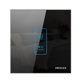 优狐 C9单火线钢化玻璃面板触摸屏开关插座 无需改线墙壁触控86型暗装 一开双控【直角黑色加长】