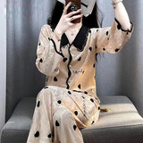 伊森尼尼金丝绒睡衣女秋冬季长袖家居服套装甜美法式2025新款v领保暖衣 桃心 L 建议100-110斤