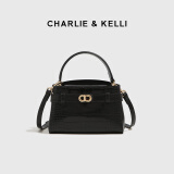 CHARLIE&KELLI CK品牌轻奢包包女包鳄鱼纹凯莉包2025新款手提斜挎包母亲节礼物 黑色【京仓配送 赠品牌礼袋】
